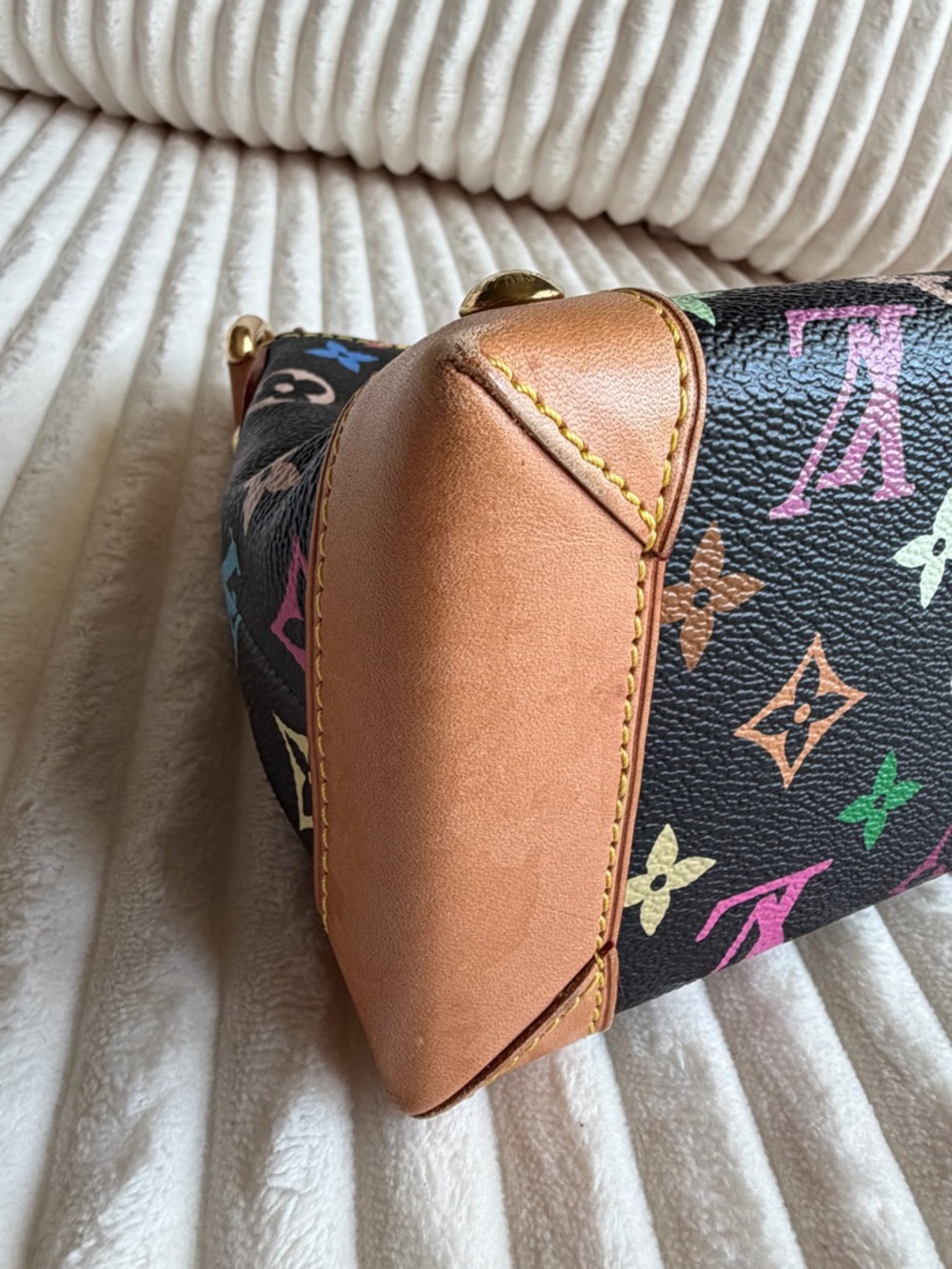 Louis Vuitton Black Multicolor Monogram Shoulder Bag with Tan Trim - Picture 7 of 16